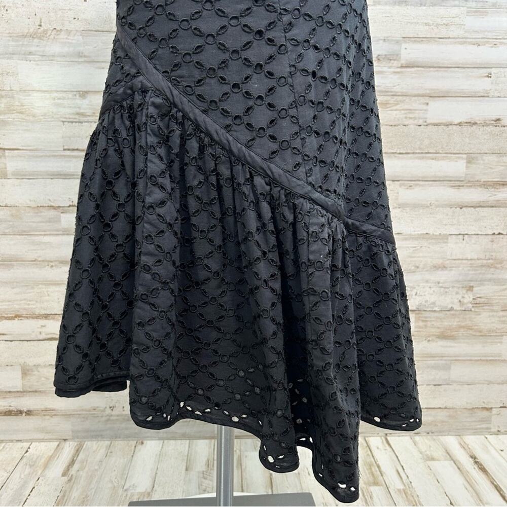 Maxmara Weekend Eyelet Broderie-Anglaise Ruffle Asymmetric Skirt Size M Black - Picture 7 of 14
